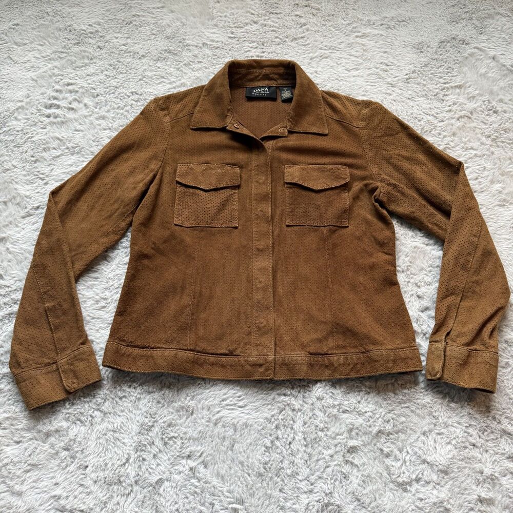 DANA BUCHMAN PETITE 6 100% LAMBSKIN BROWN LEATHER JACKET WOMENS